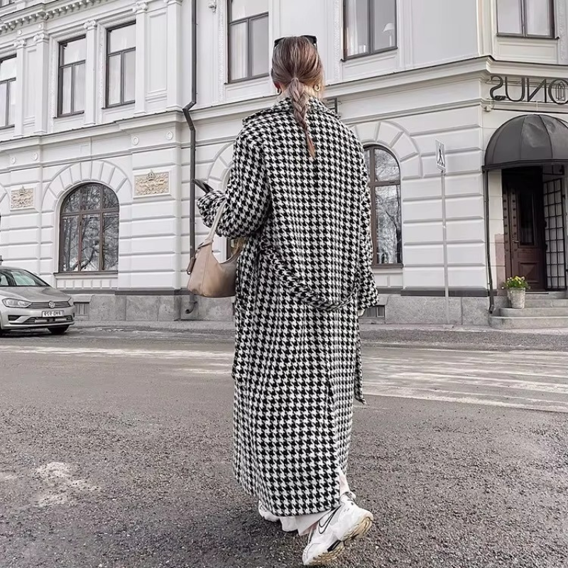 Sadie - Długi płaszcz z długim rękawem i kołnierzem z klapami