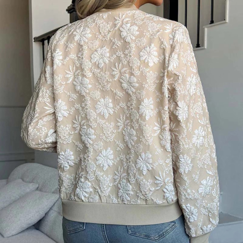 Stella - Long Sleeve Jacket with Floral Embroidery