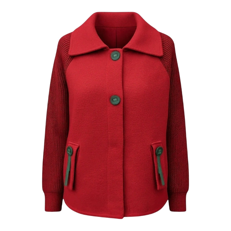 Victoria – Women's Coat with Long Sleeves, High Collar, and Multiple Pockets
