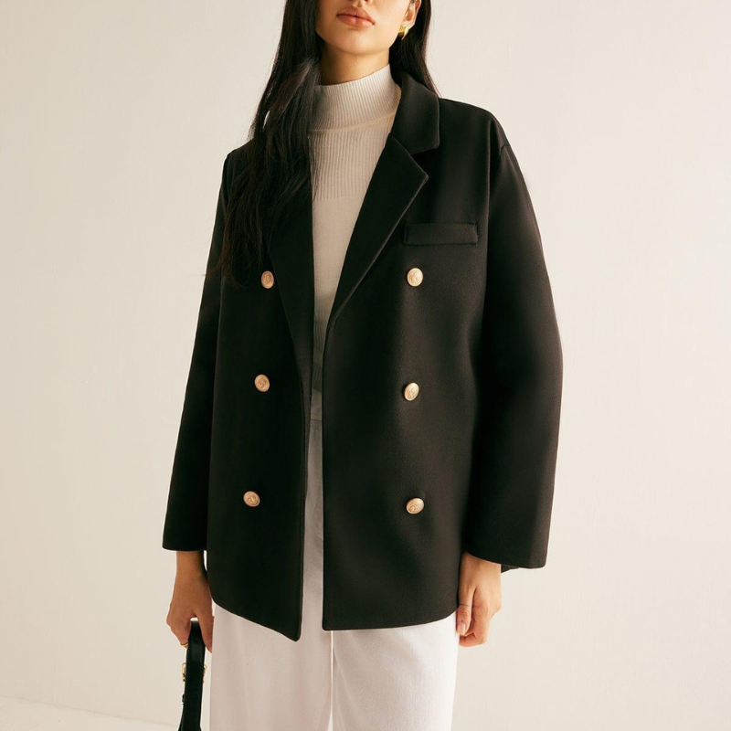 Liora - Double-breasted coat with long sleeves