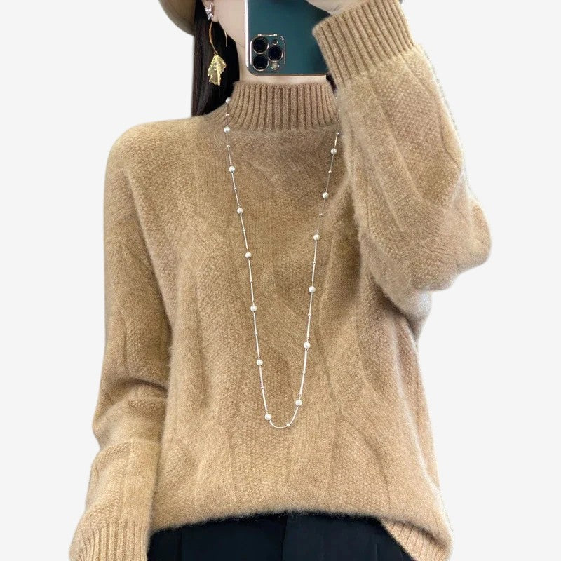Alara – Maglione a maniche lunghe con vestibilità ampia | Collo mezzo alto per comfort accogliente | Silhouette rilassata per stratificazione casual | Taglie S–5XL | Arancione, Bianco, Kaki, Nero, Rosso, Beige