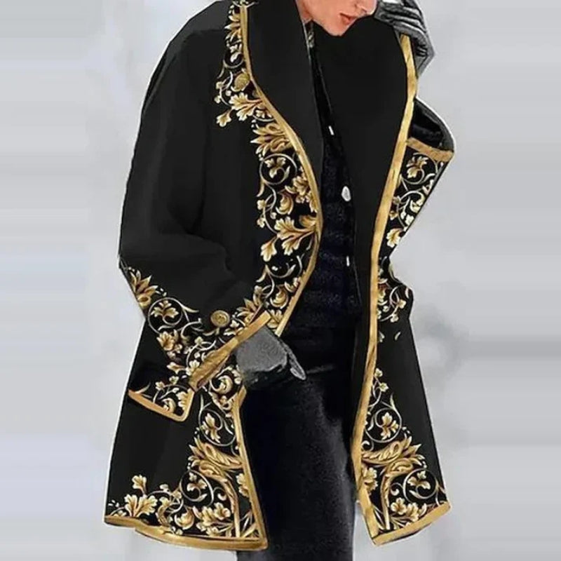 Brielle – Long Sleeve Lapel Collar Coat with Buttons