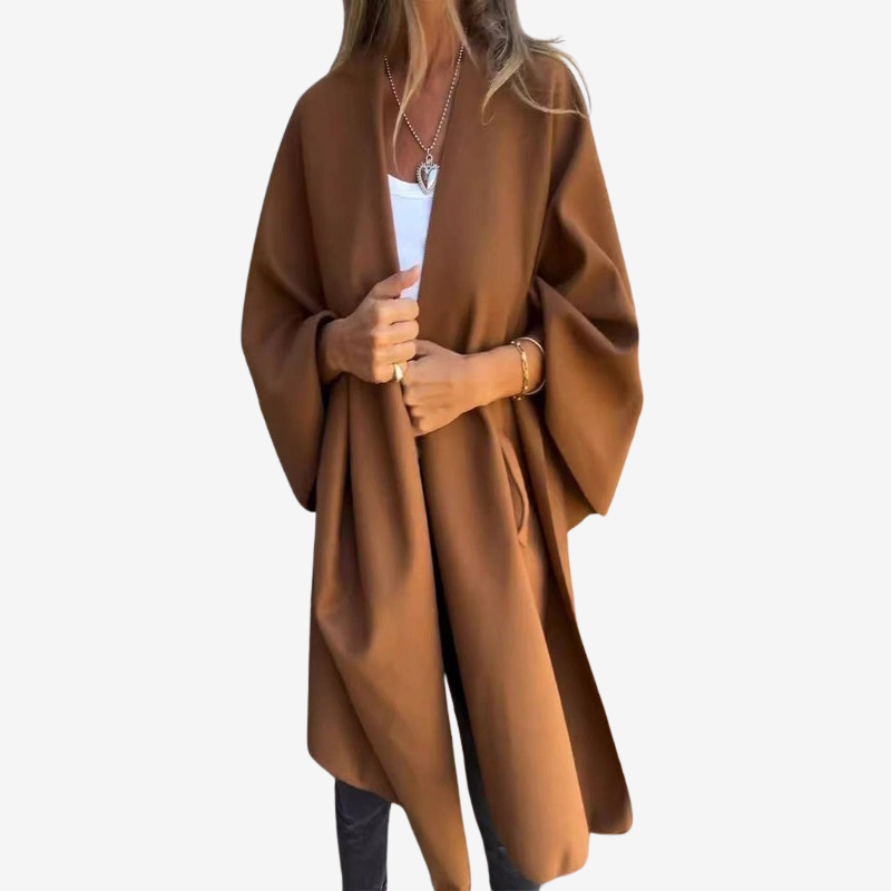 Skylar - Oversized pončo s dlouhým rukávem a zavinovacím designem