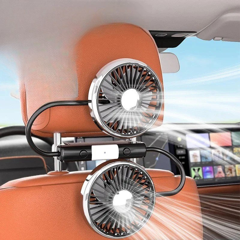 Ventilateur de voiture USB avec têtes rotatives doubles
