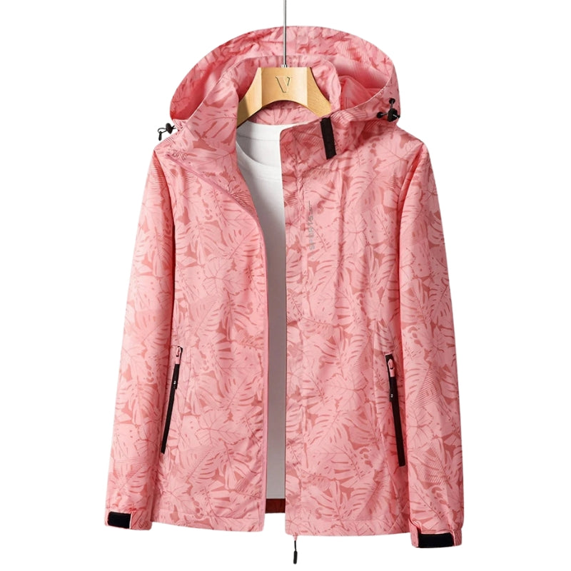 Eleanor - Giacca con stampa foglie, zip e maniche lunghe