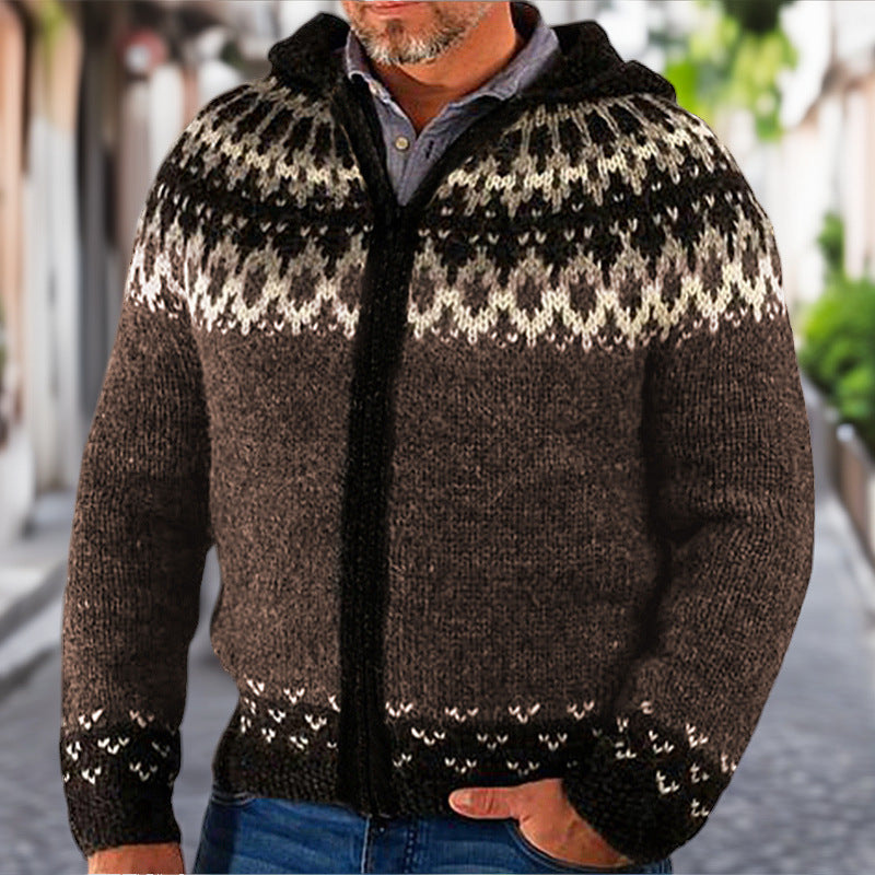 Paul - Long Sleeve Hooded Cardigan with Zip Closure