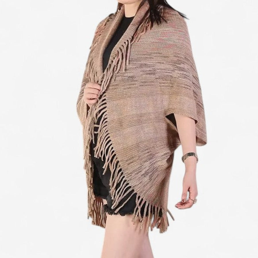 Maya - Cardigan tip capă cu design cu ciucuri