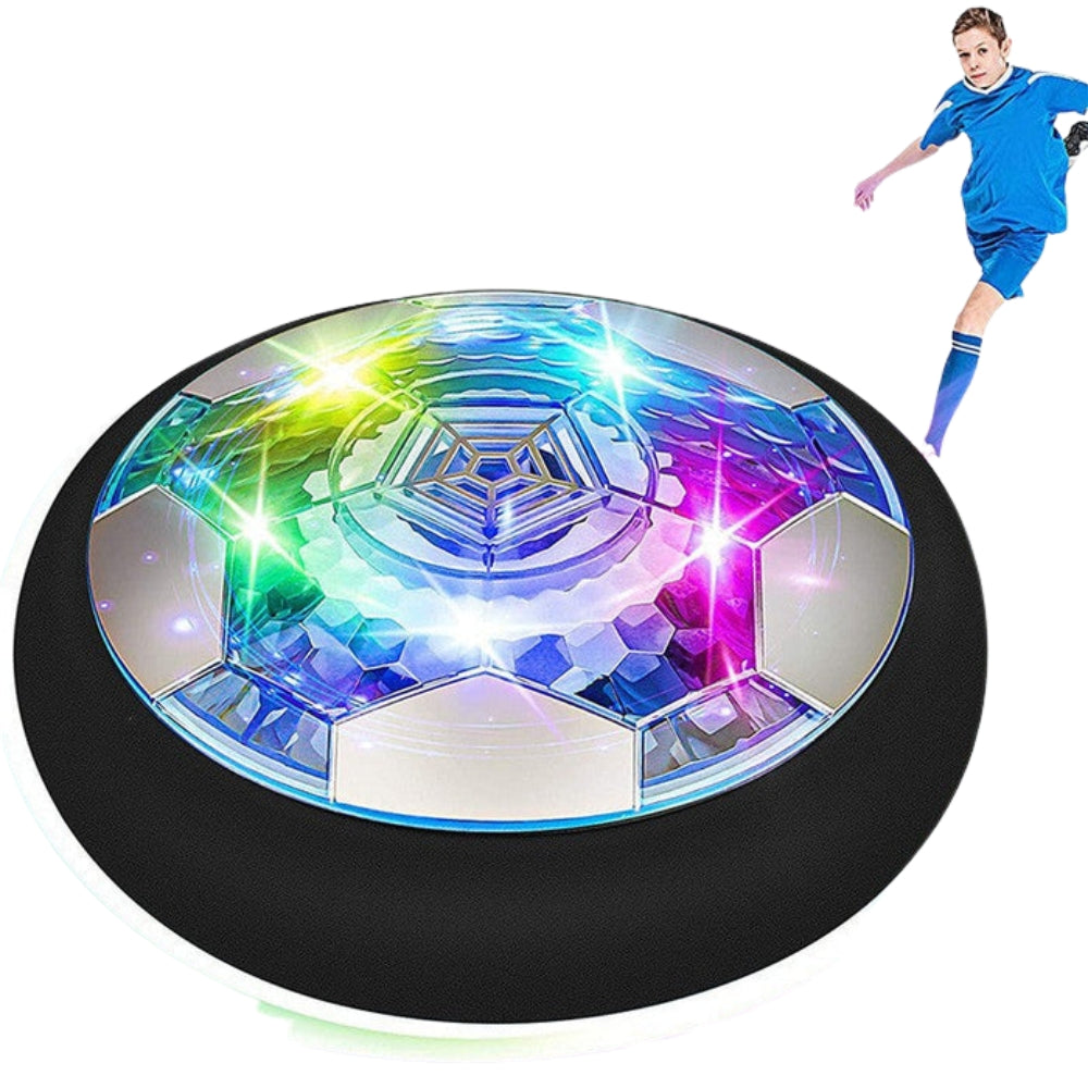 GlideGoal – Disco da calcio volante indoor con base scorrevole e illuminazione LED