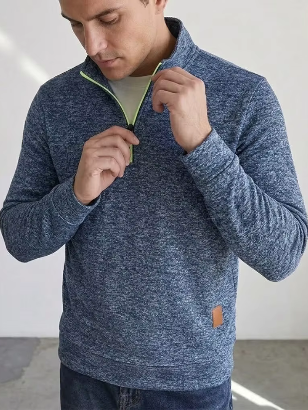 ZipGent - Men's Half-Zip Sweater With Stand Collar