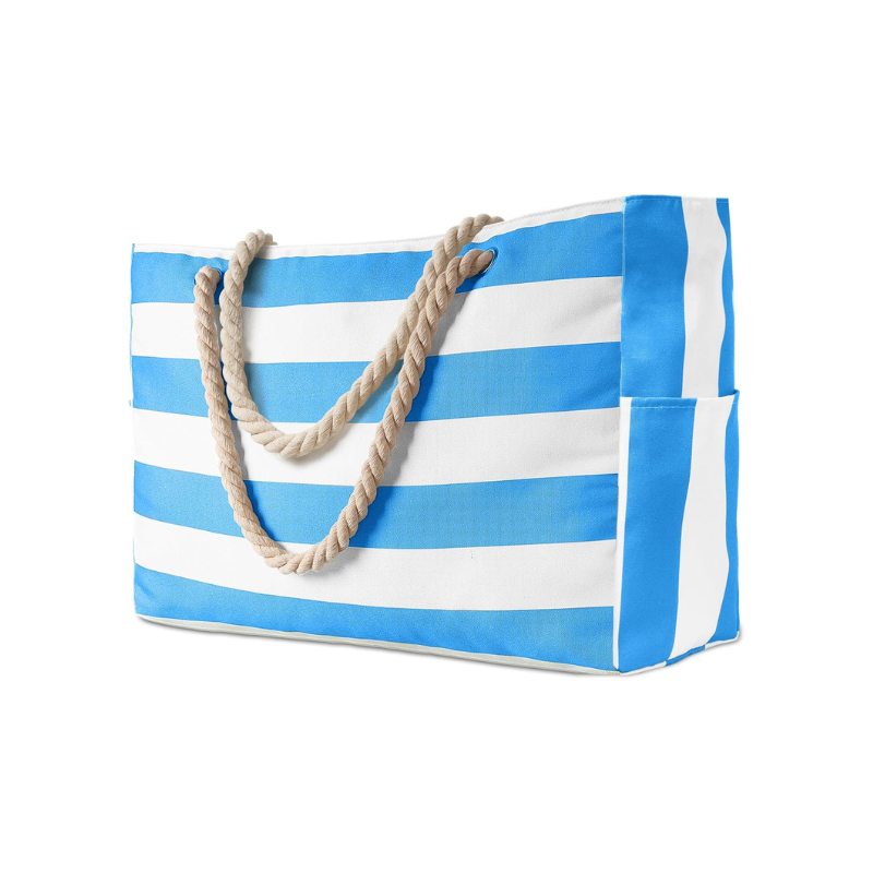 Brenda – Grande borsa da spiaggia impermeabile con manici a corda e cerniera