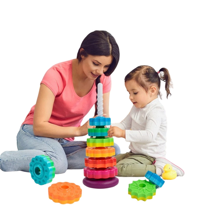 TumbleTwirls – Turn de stivuire cu discuri rotative și acțiune de rotație pentru copii mici