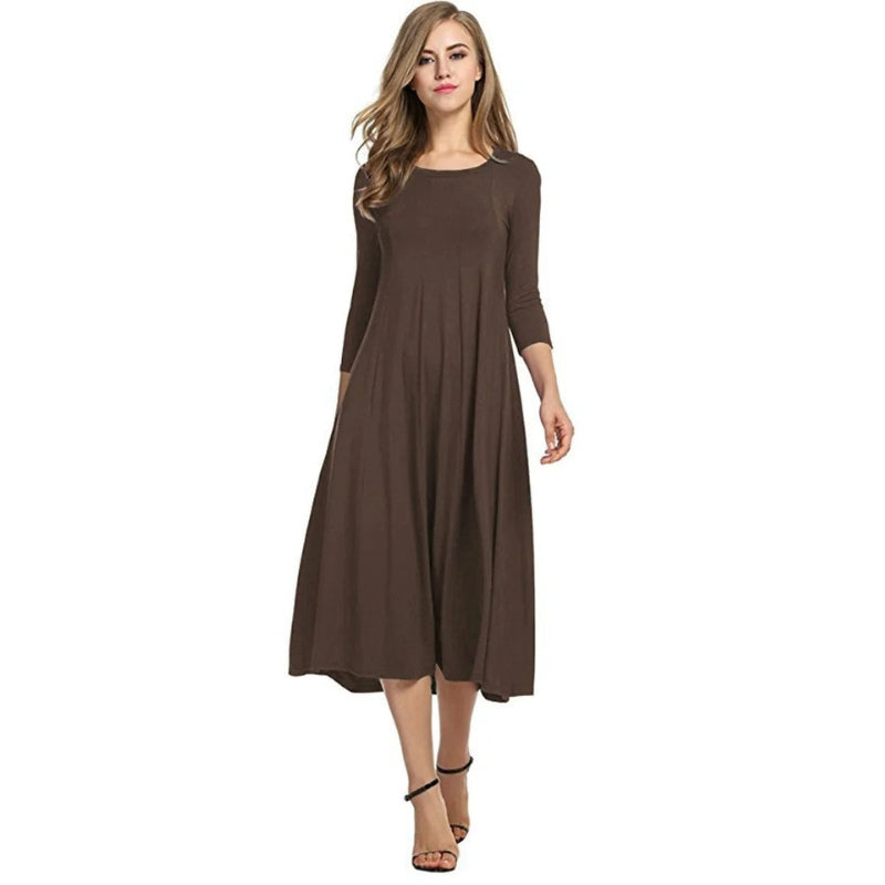 Chloe - Rochie maxi elegantă cu mâneci scurte și decolteu rotund
