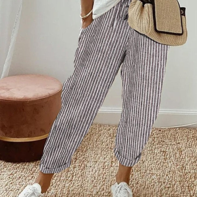 Women’s Striped Pants with Drawstring