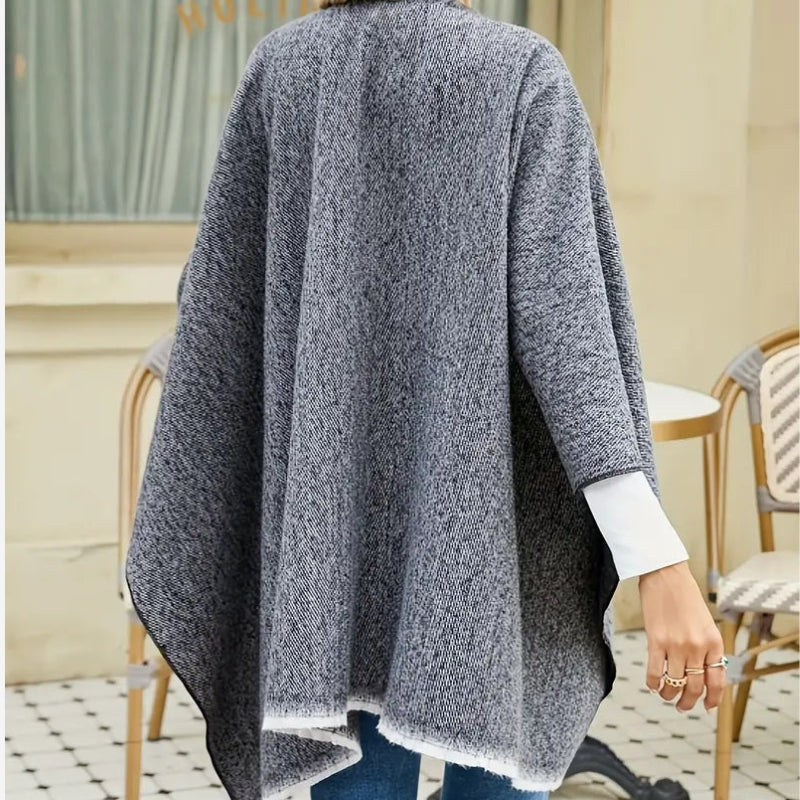 Jessica - Poncho avec enroulement aux épaules et franges