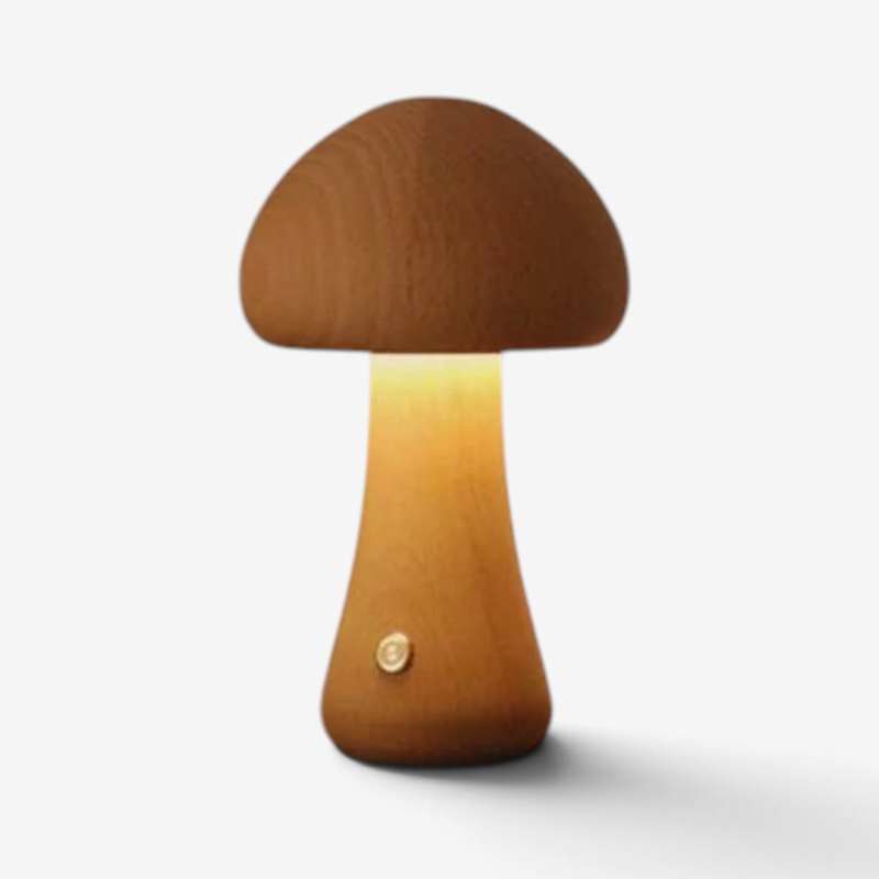 Mushwood - Lámpara de mesa de madera con diseño de seta