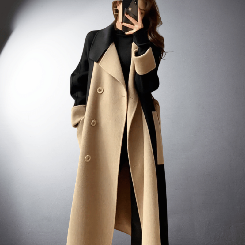 Cappotto a maniche lunghe dritto con colletto a rever