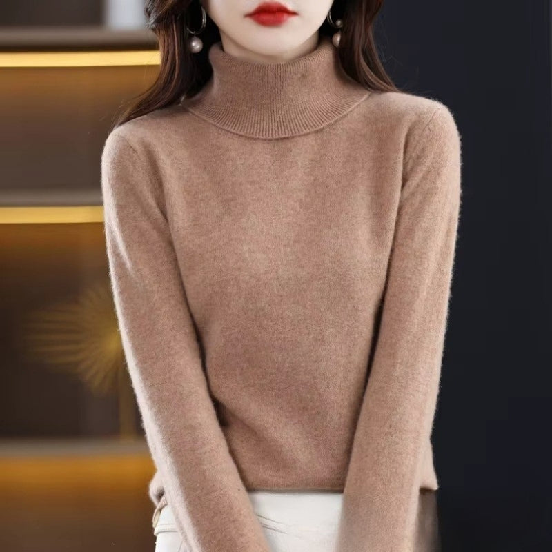 Kiara - Long sleeve turtleneck sweater with ribbed hem and cuffs | easy to put on and remove | sizes S–2XL | blue, green, white, purple, red, grey, brown, khaki, pink, orange, black, light blue