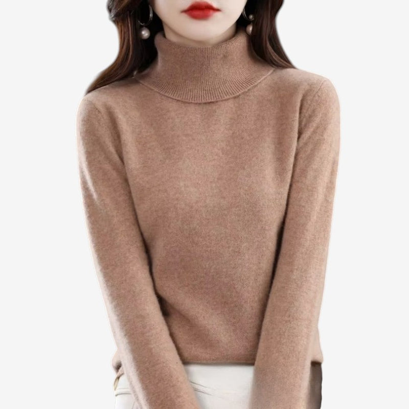 Kiara - Long sleeve turtleneck sweater with ribbed hem and cuffs | easy to put on and remove | sizes S–2XL | blue, green, white, purple, red, grey, brown, khaki, pink, orange, black, light blue