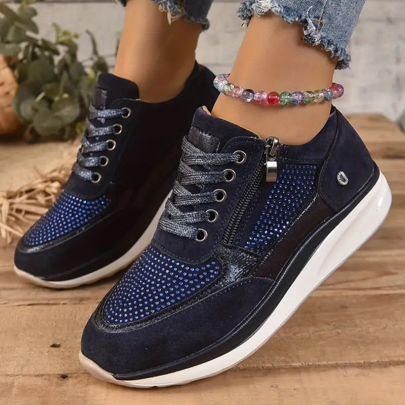 Claire - Round Toe Sneakers with Side Zipper | Non-Slip Sole for Safe Walking | Easy On/Off Comfort | Everyday Casual Shoes