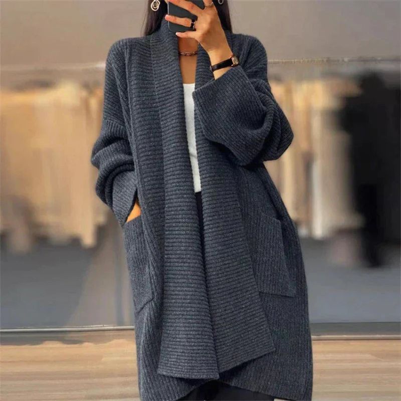 Cardigan oversize à manches longues et grandes poches