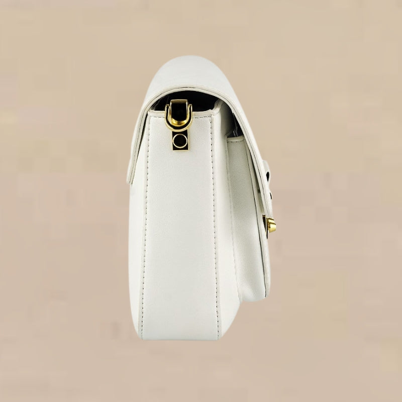 Sac bandoulière structuré en cuir blanc