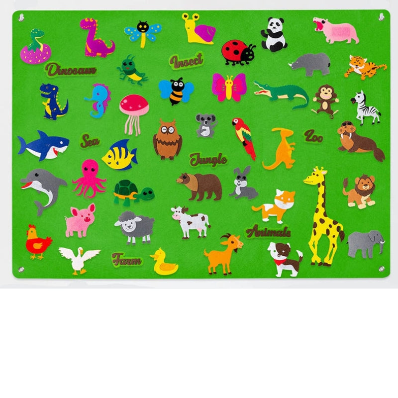 FeltScene – Set of felt boards with movable animal motif and background layout