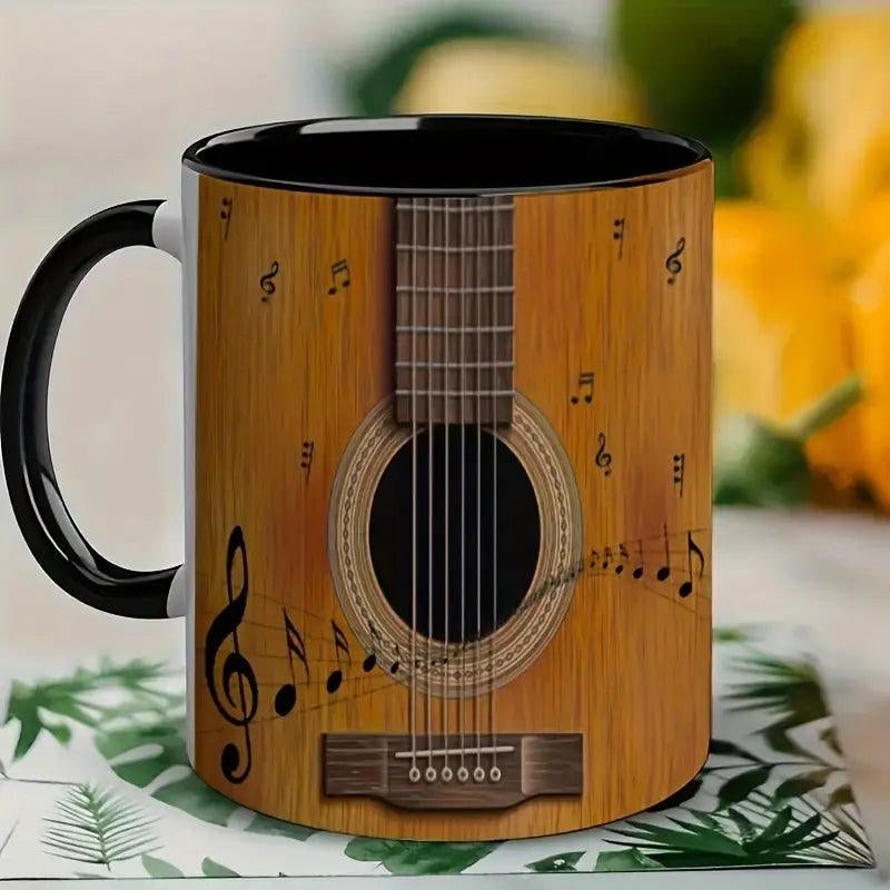 StrumSip – Tasse à café avec anse et thème inspiré de la guitare