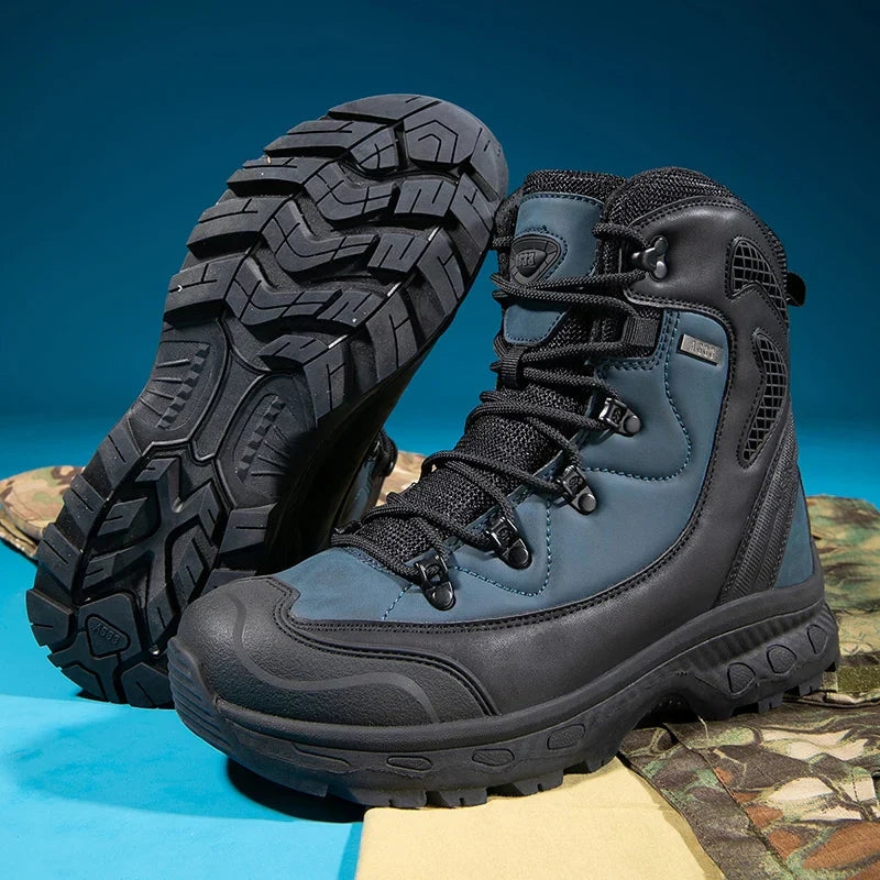 Ethan – Stivaletti antiscivolo con punta tonda e chiusura con lacci | Vestibilità regolabile con suola stabile | Taglie 39–47 | Grigio, Kaki, Blu, Marrone