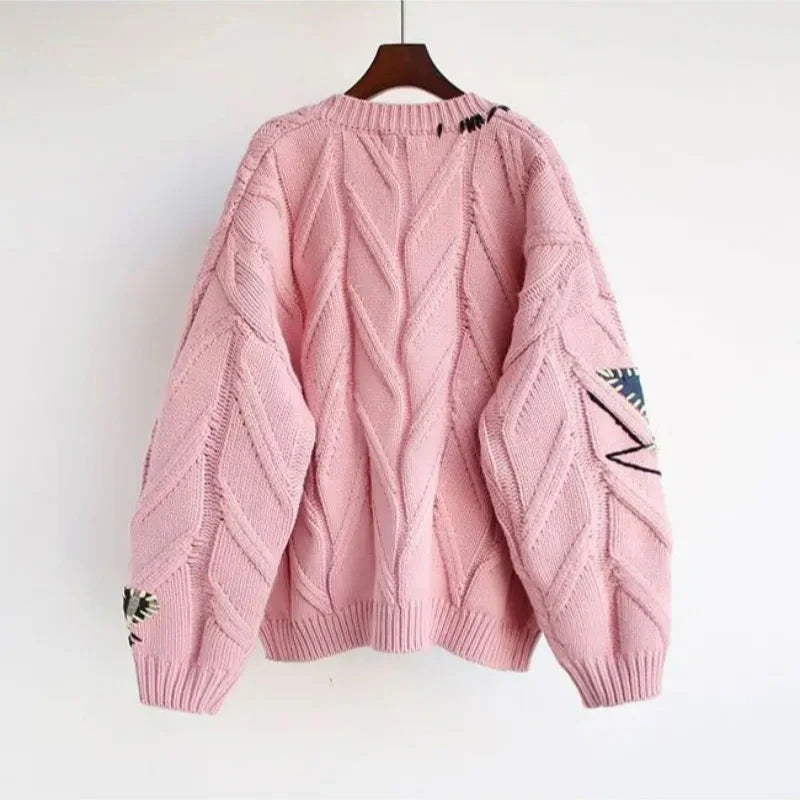 Freya – Loose Fit Printed Cardigan with Pockets and Long Sleeve