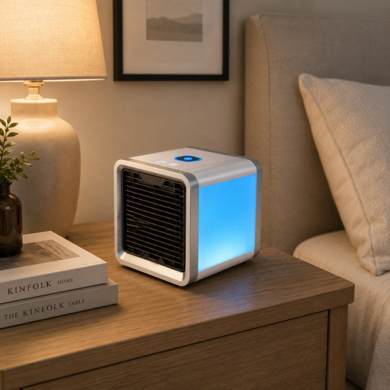 Ar condicionado portátil com humidificador e luz LED