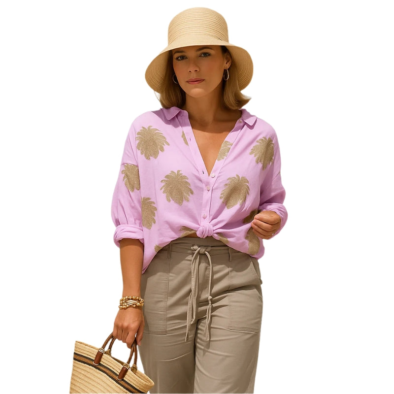 Isla – Bluza cu mâneci lungi, închidere cu nasturi și decolteu în V