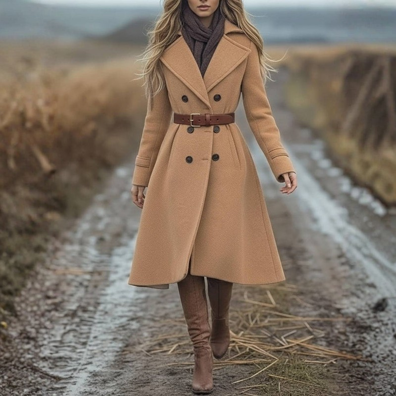 Delilah - Manteau à manches longues avec taille ceinturée