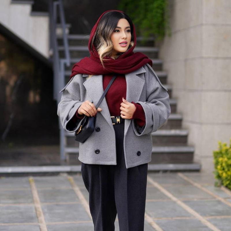 Athena - Cappotto a maniche lunghe con colletto a rever