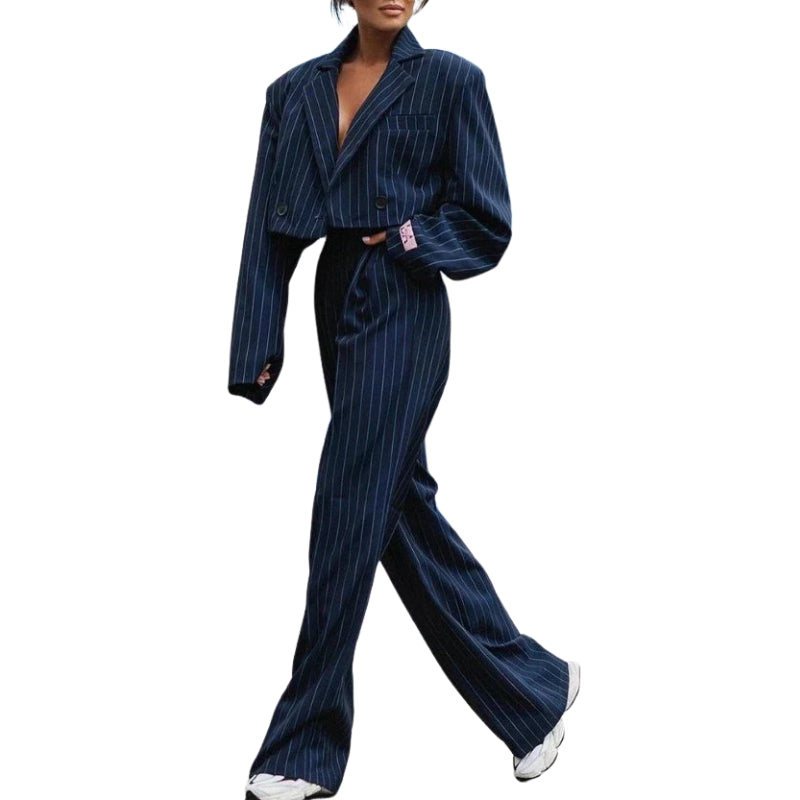 Florence – Set două piese cu sacou scurt cu dungi și pantaloni