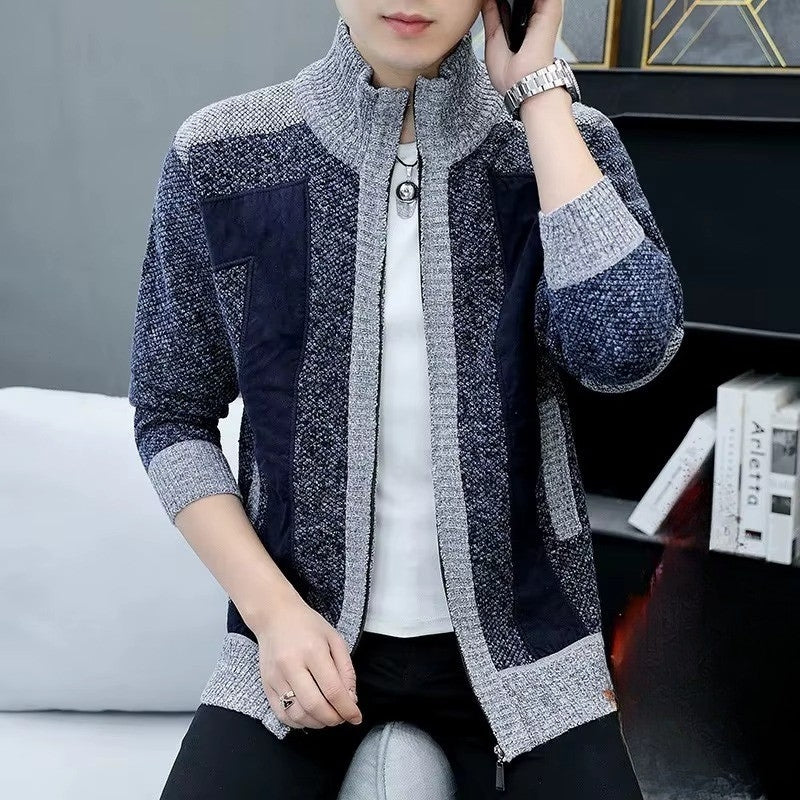 Nathan – Long Sleeve Coat with Zipper and Stand Collar