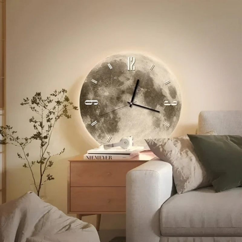 MoonTime – Orologio da parete rotondo ispirato alla luna con display digitale