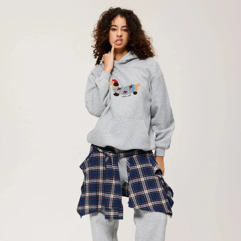 CozyKeen - Long sleeve hoodie with dog embroidery