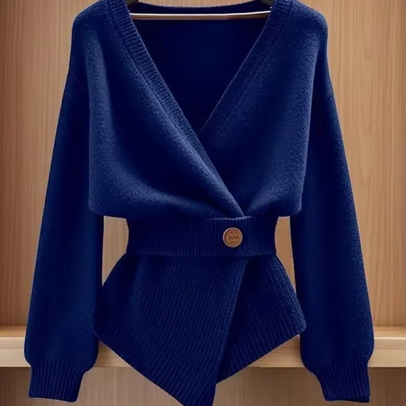 Meliora - Long Sleeve Cardigan with V-Neck and Belted Waist