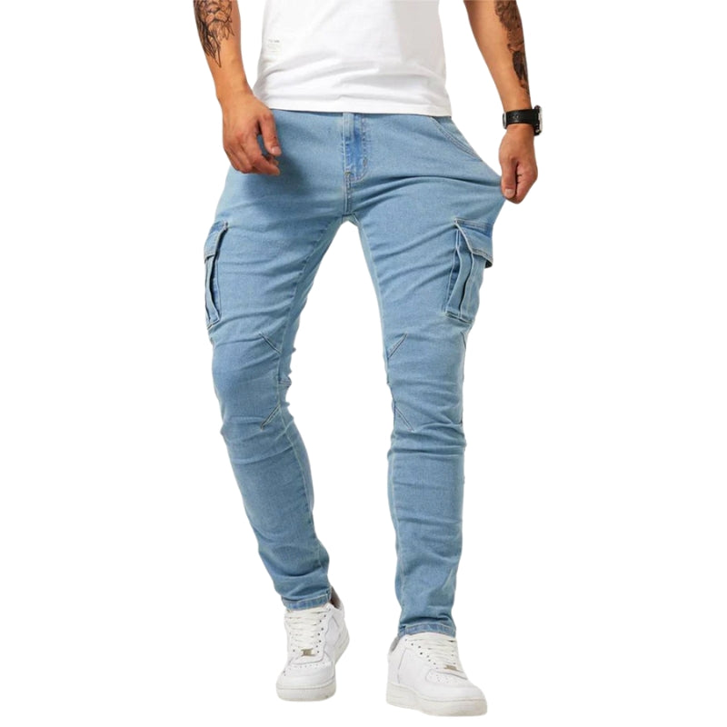 Nathan – Pantaloni cargo slim fit stretch con più tasche