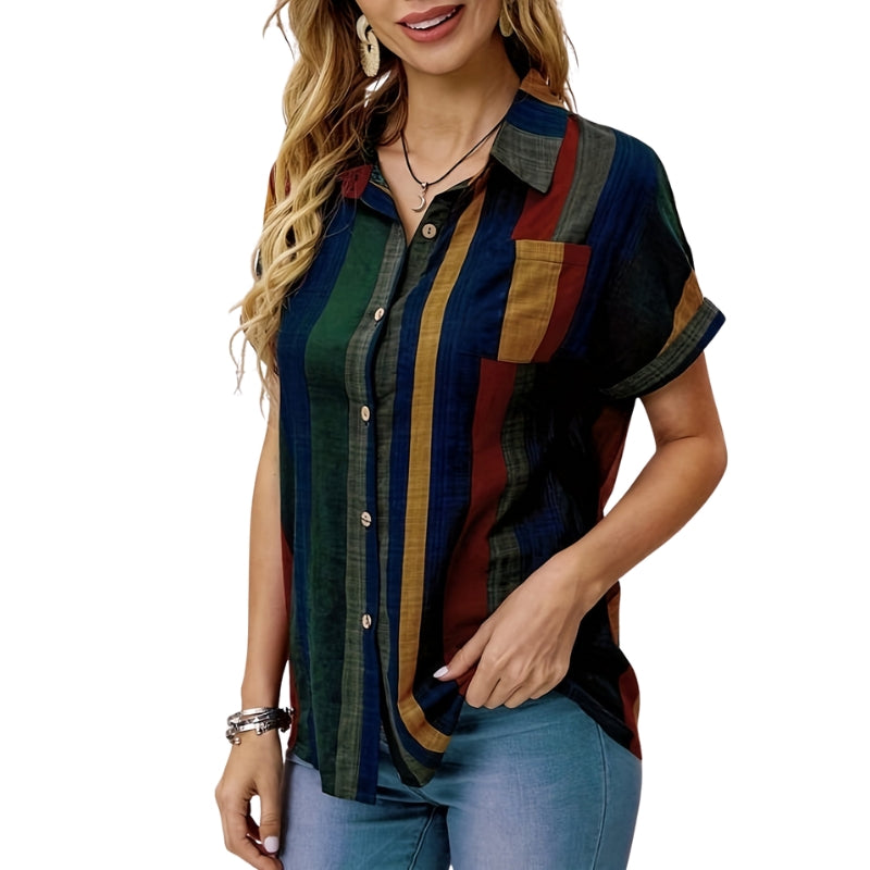 Eleanor - Camicia leggera con maniche corte e righe