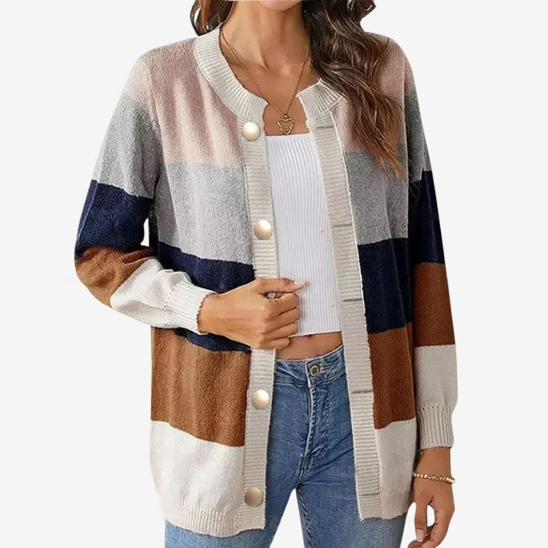 Annabelle – Cardigan a maniche lunghe con chiusura a bottoni e scollo rotondo