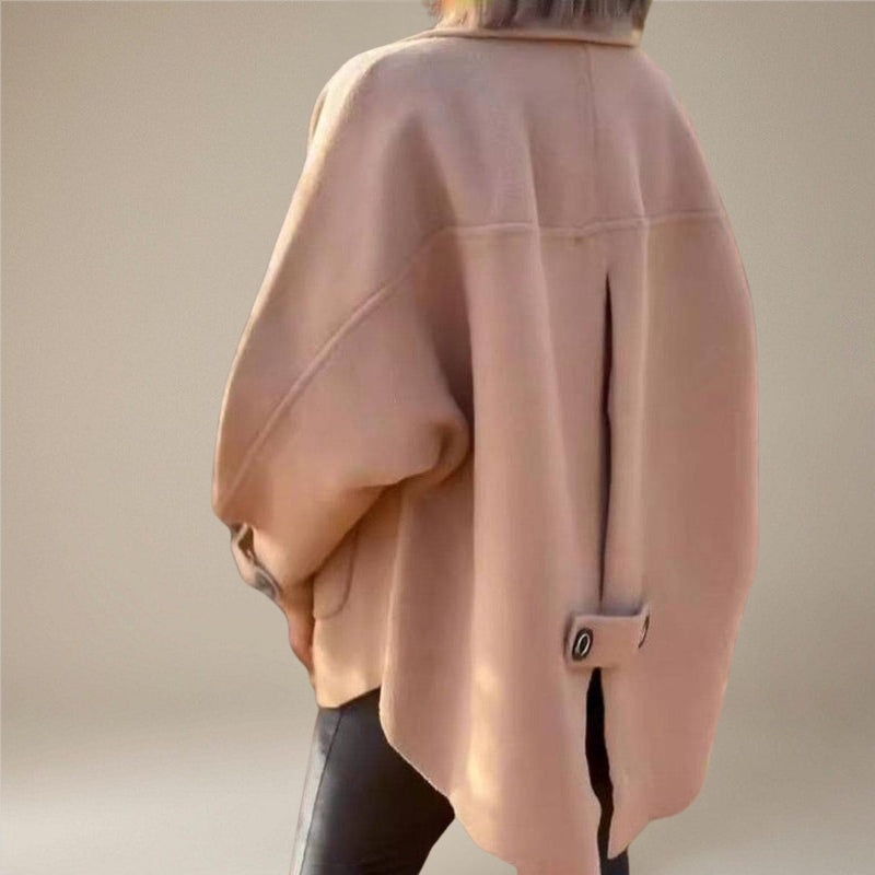 Naomi – Fleece kabát s dlouhým rukávem, knoflíky a kapsami