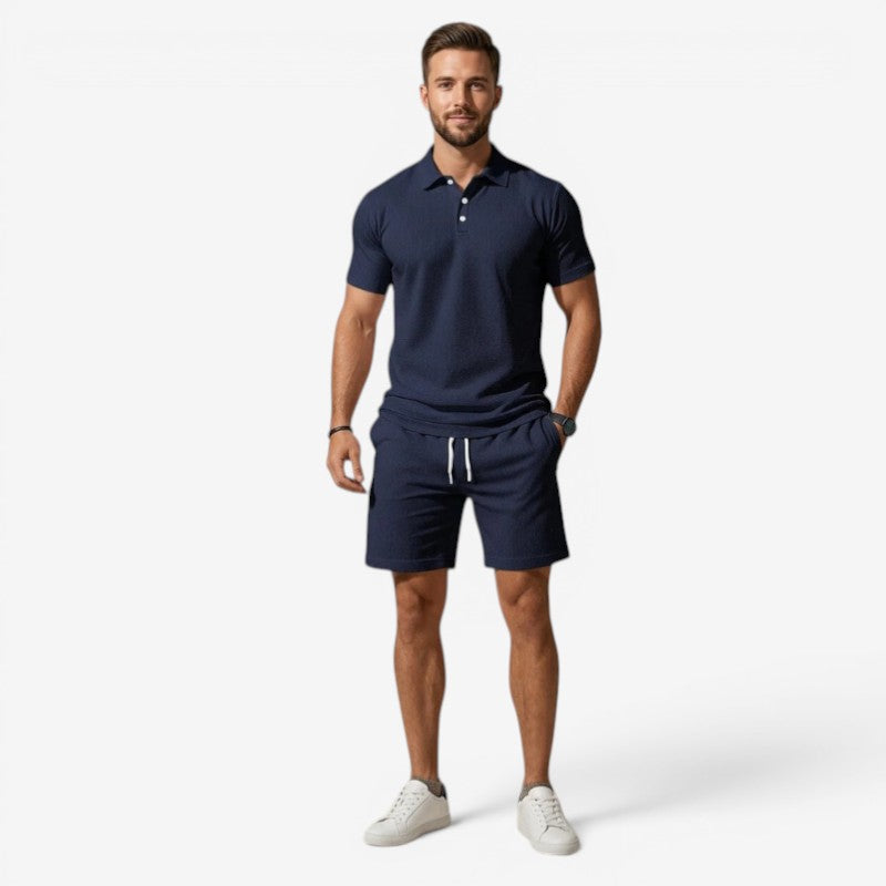Set da uomo composto da polo a 2 pezzi e pantaloncini con coulisse