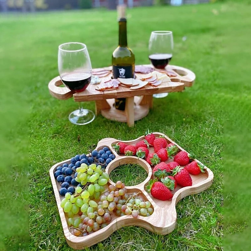 Foldable Outdoor Snack Serving Table Tray
