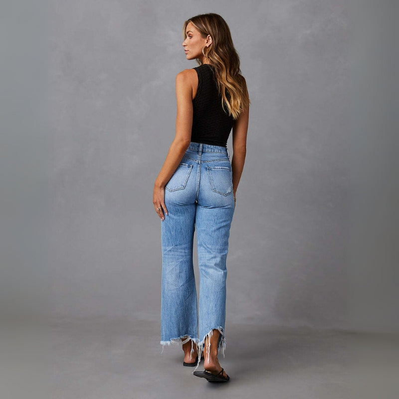 Madison – Pantaloni skinny cu talie înaltă și detalii uzate