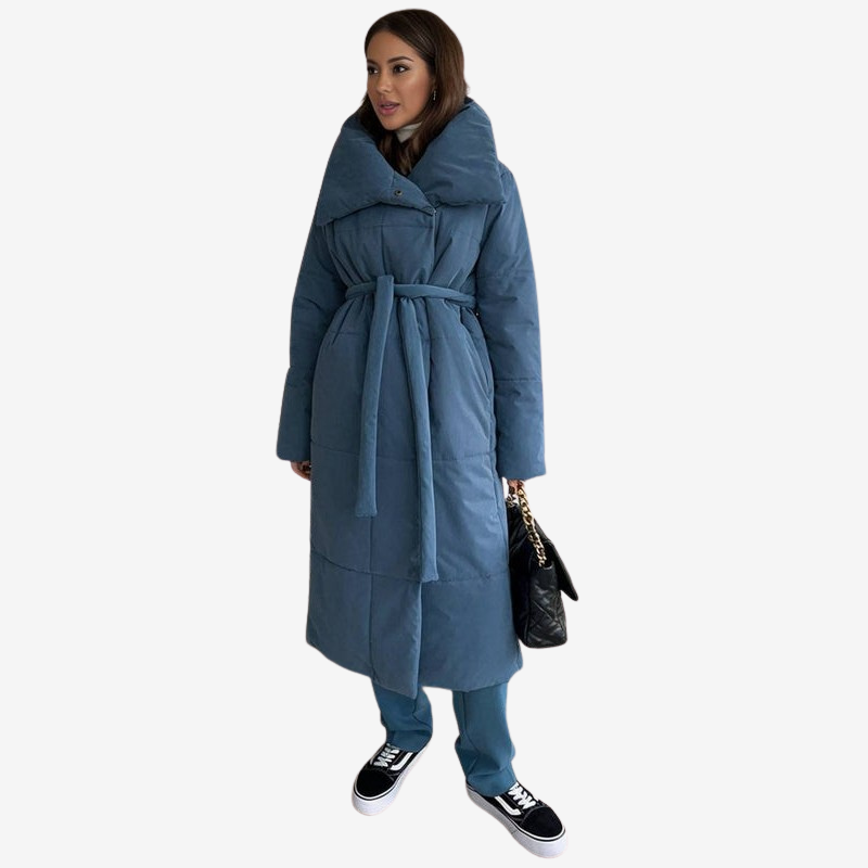 Brianna - Manteau long à manches longues avec taille ceinturée