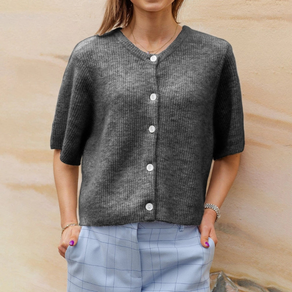 Isla – Gilet tendance à manches courtes et col rond classique
