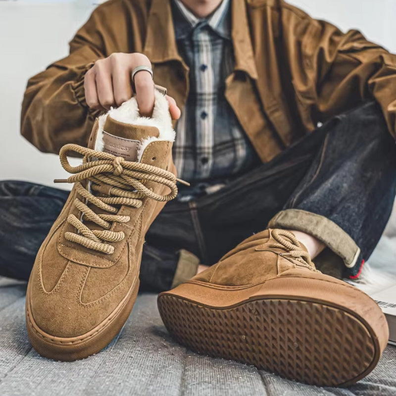 Noah – Adidași comozi cu talpă plată antiderapantă, cu șireturi și căptușeală de blană