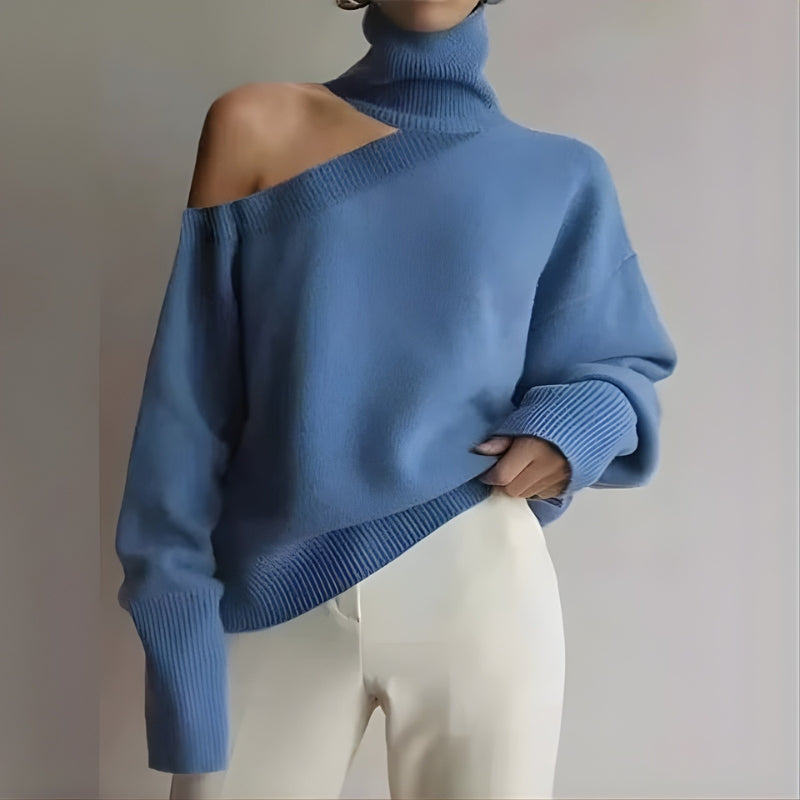 Merel – Long Sleeve Sweater with Turtleneck and Ribbed Details