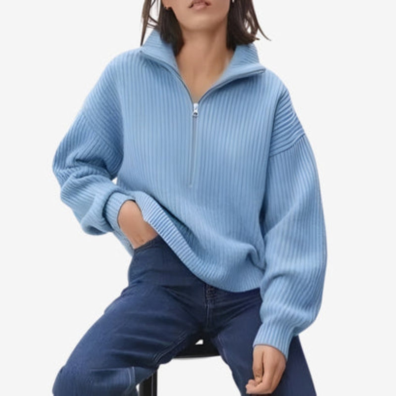 Sienna – Maglione a maniche lunghe dalla vestibilità ampia con collo a zip